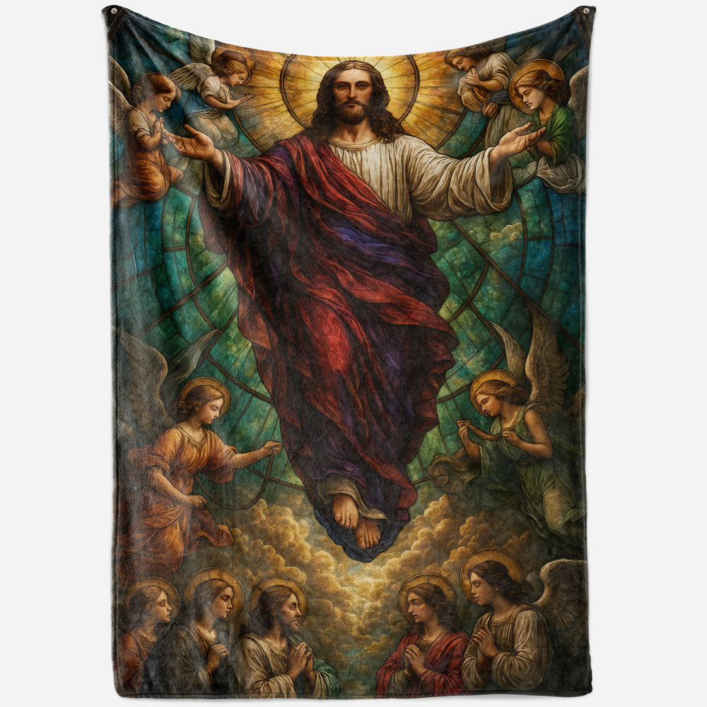 Plaid Jésus anges vitrail