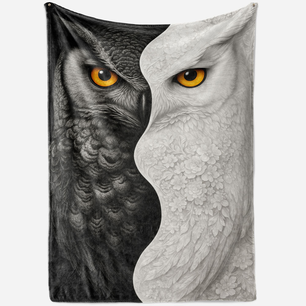Plaid hibou noir et blanc