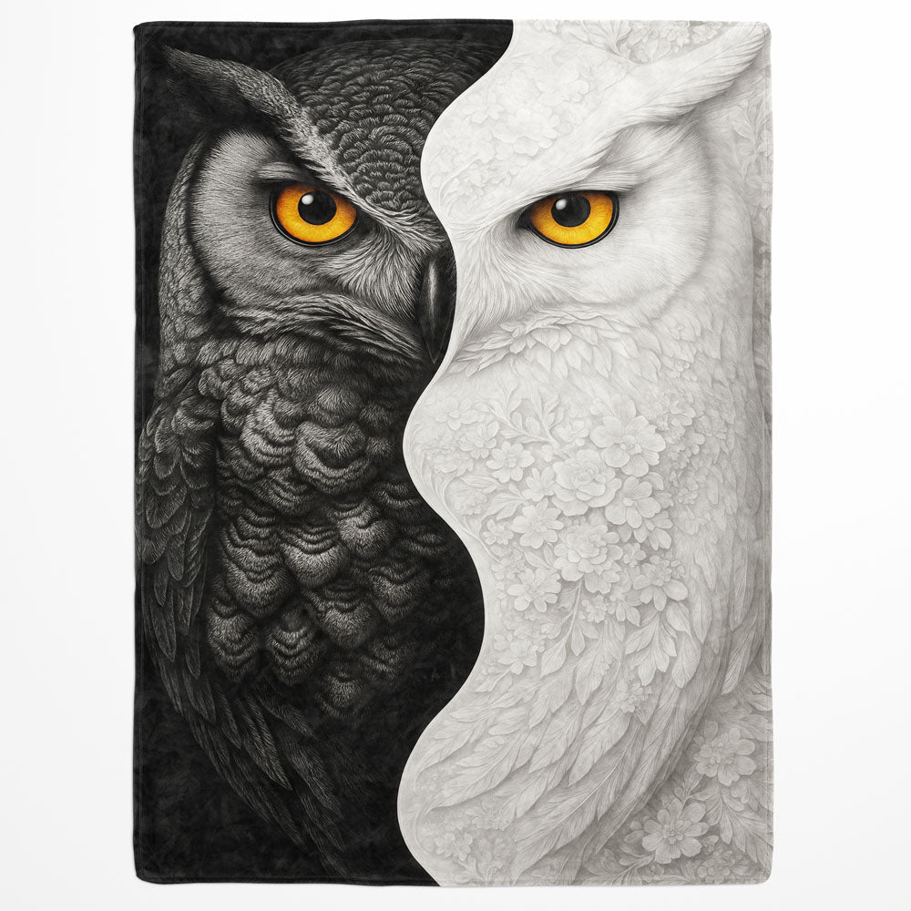 Plaid hibou noir et blanc