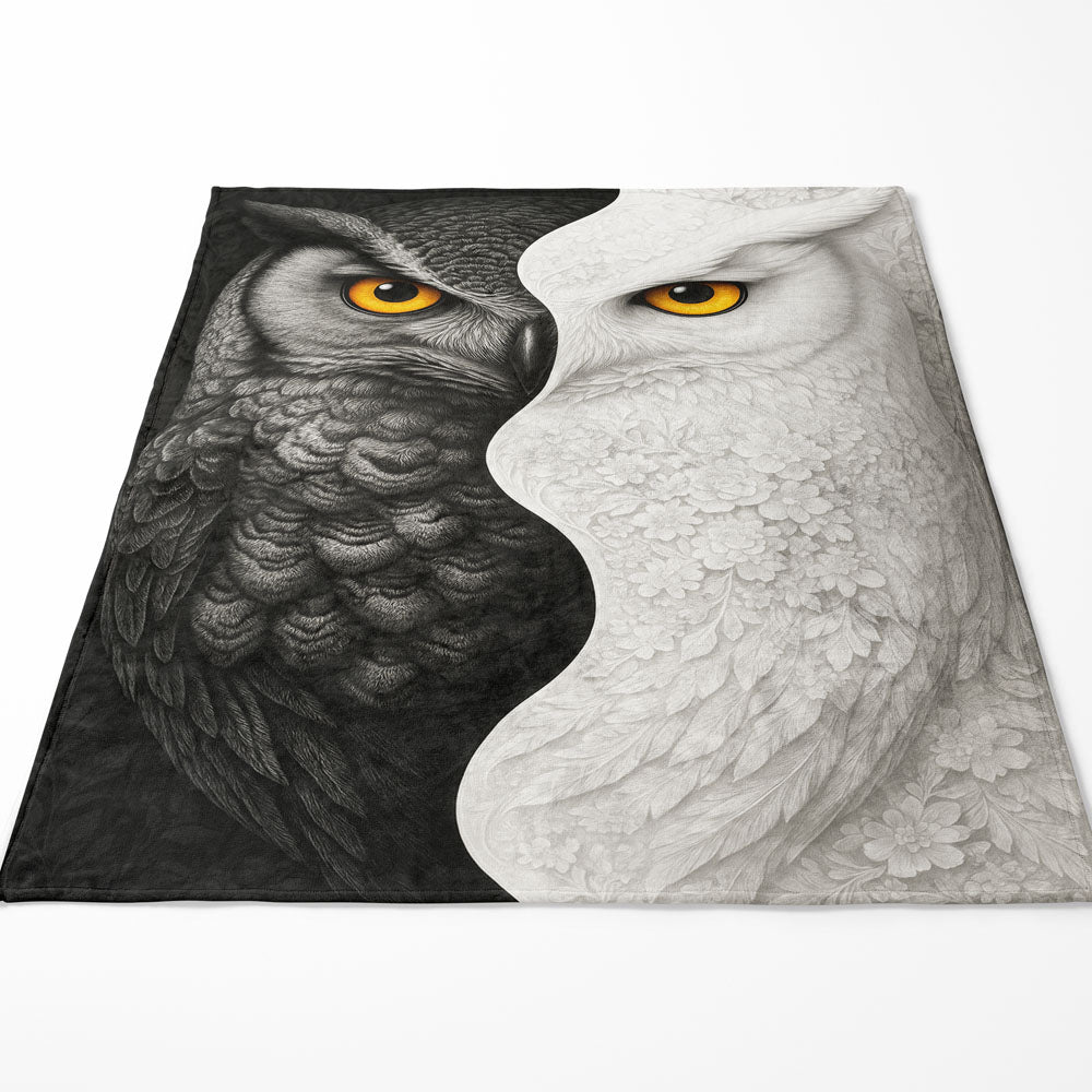 Plaid hibou noir et blanc