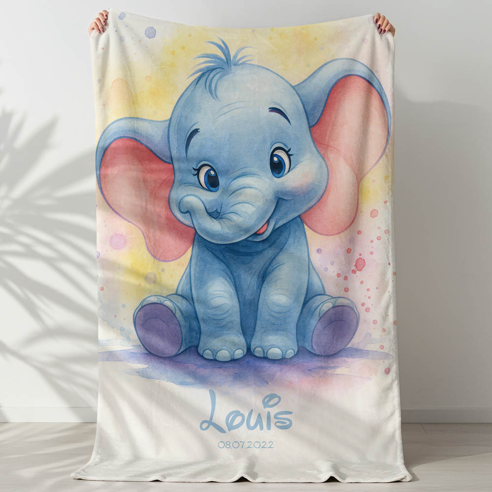 Plaid enfant éléphant bleu