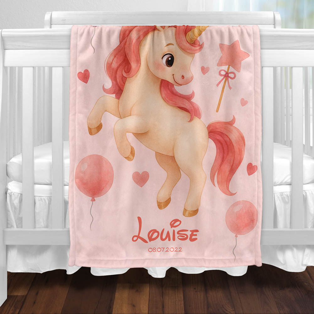 Plaid licorne rose