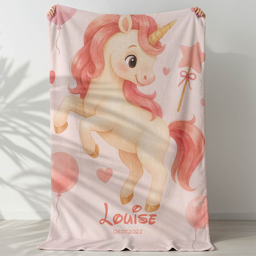 Plaid licorne rose