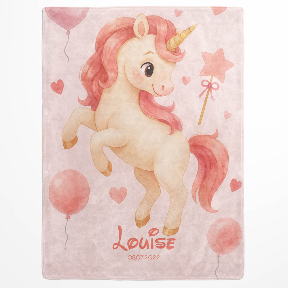Plaid licorne rose