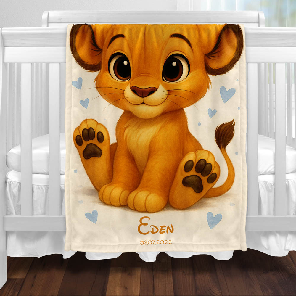 Plaid bébé lion cœur