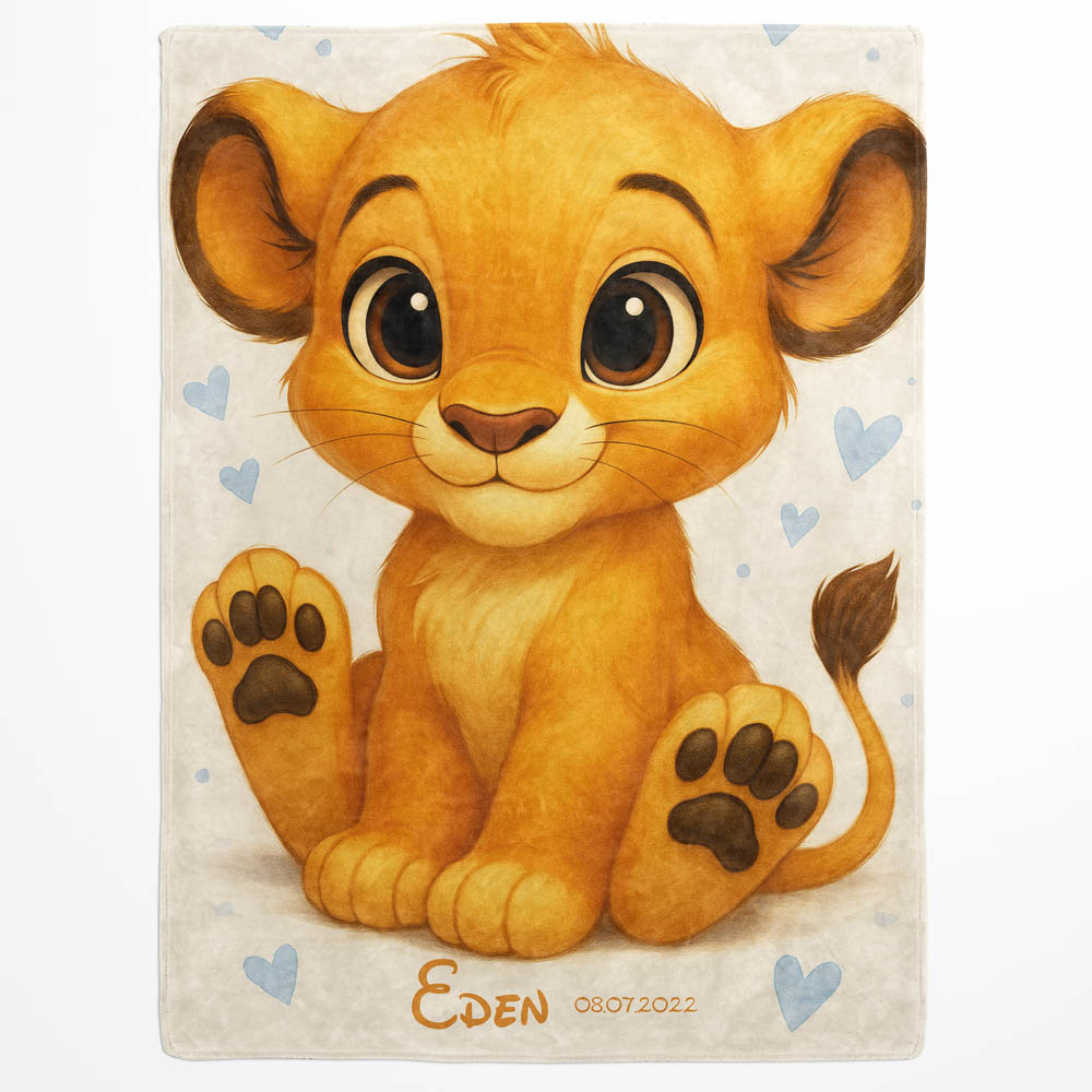 Plaid bébé lion cœur