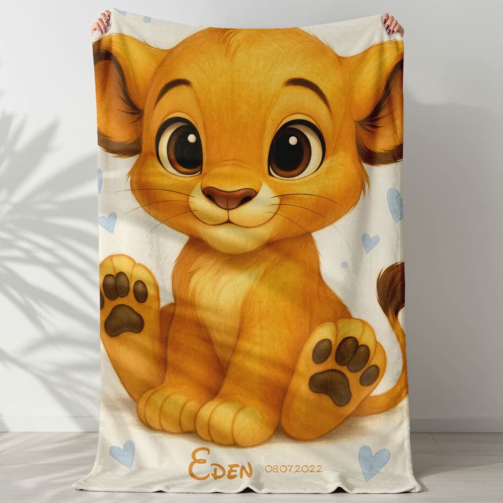 Plaid bébé lion cœur