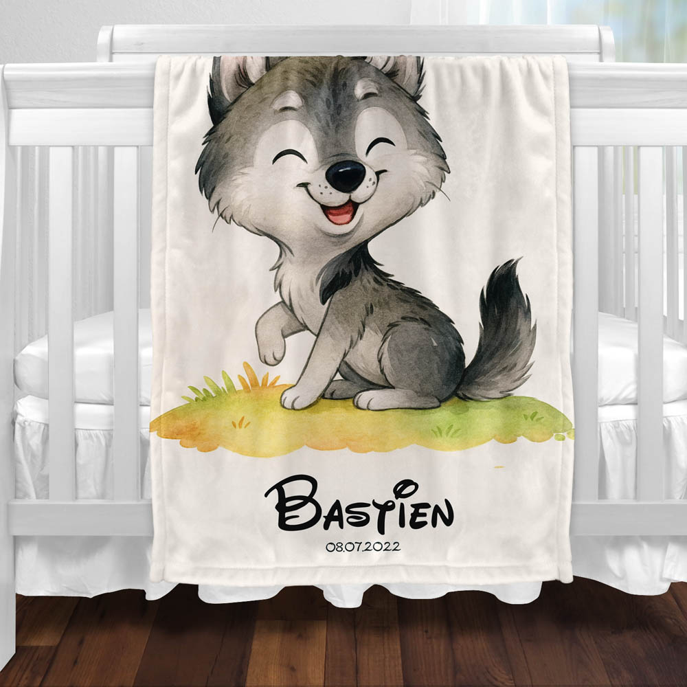 Plaid bébé loup