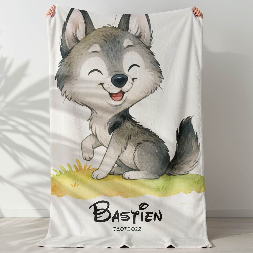 Plaid bébé loup